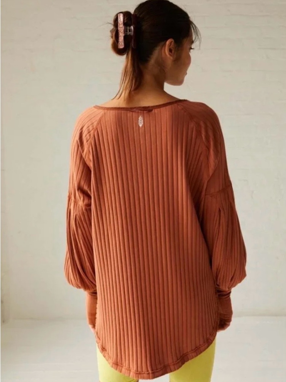 FP Movement by Free People Ribbed Snap Henley Tunic in Rust - Picture 4 of 12